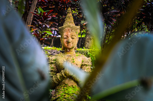 Old Thai Angel Statue, Symbols of Buddhism, South East Asiain at Pha Lat Temple (Sakithaka),Chiang Mai, Northern Thailand photo