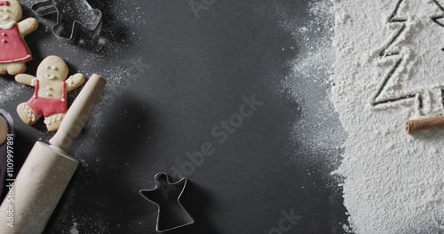 A festive baking scene unfolds on a kitchen countertop photo