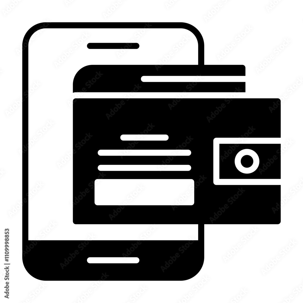 Mobile wallet Solid Icon Style Mobile wallet Solid Icon Style