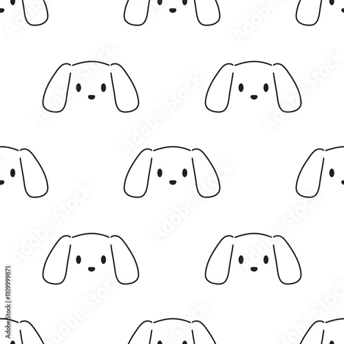 seamless pattern Pet dog ears Outline Drawing vector illustration sketch doodle 