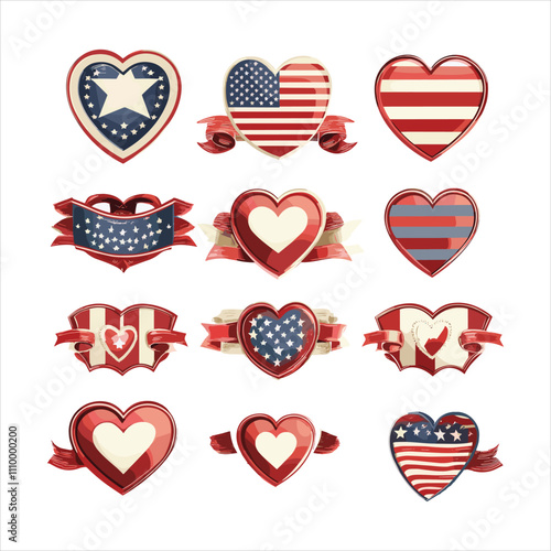 Flat pack of decorative elements with American flag photo