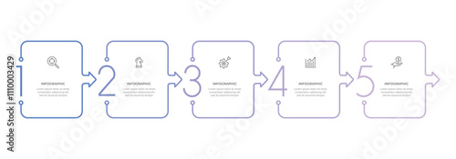 Business Infographic template. Thin line design with icons and 5 options or step