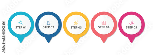 Five steps modern business infographic template design