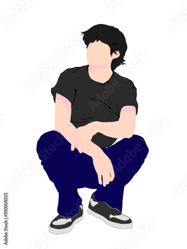 a man is in a squatting pose