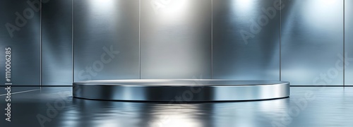 Wallpaper Mural Shiny metallic podium with sharp edges, lit from above with a minimal, monochromatic background and plenty of empty space. Torontodigital.ca