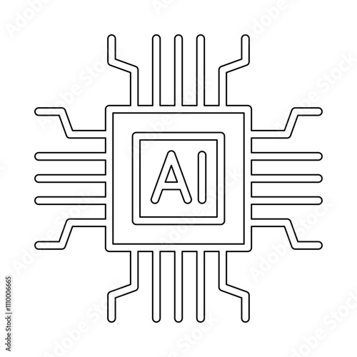 AI chip icon in line style