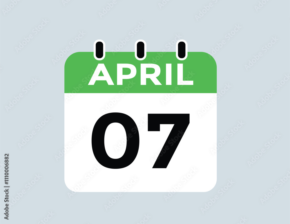 7 April calendar vector. Flat vector daily calendar icon. calendar icon vector.7 april Calendar Day or Calendar Date for Deadlines or Appointment
7 April calendar vector. Flat vector daily calendar icon. calendar icon vector.7 april Calendar Day or Calendar Date for Deadlines or Appointment