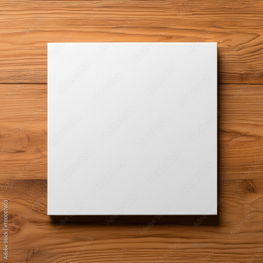 Blank white square box on wooden surface. Blank white square box on wooden surface.