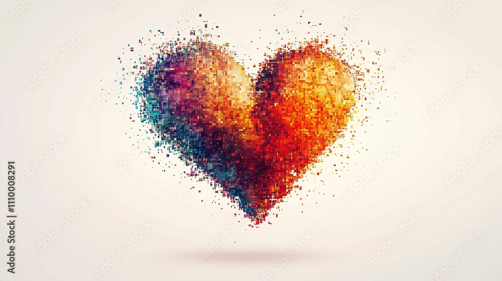Colorful Pixelated Heart Abstract Digital Art Colorful Pixelated Heart Abstract Digital Art