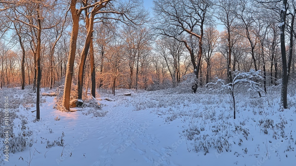A snowy field with trees in the background A snowy field with trees in the background