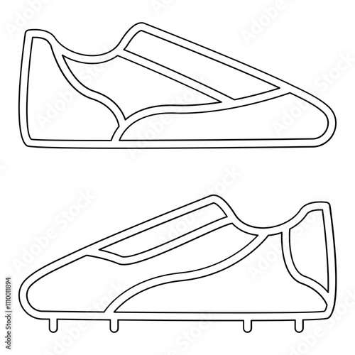 Cleats, soccer shoes icon in line style