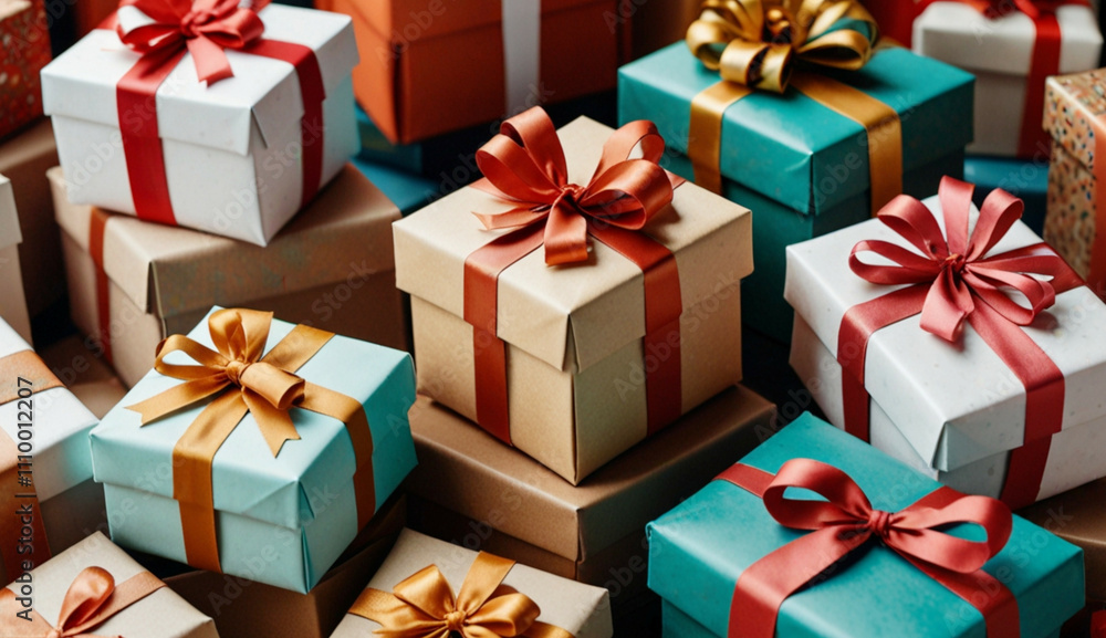 pile of gift boxes Generative AI pile of gift boxes Generative AI