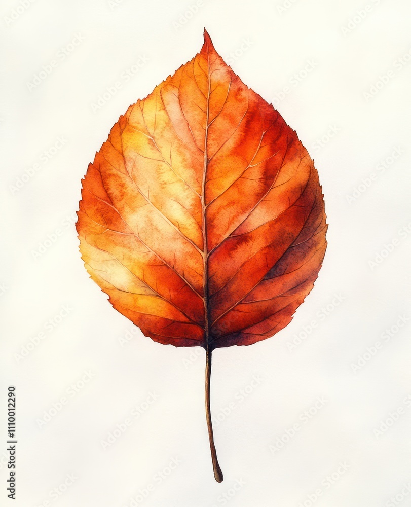 Obraz premium Autumn Leaf Watercolor Painting