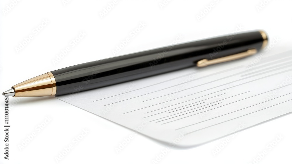 Document and Pen on Isolated White Background Document and Pen on Isolated White Background