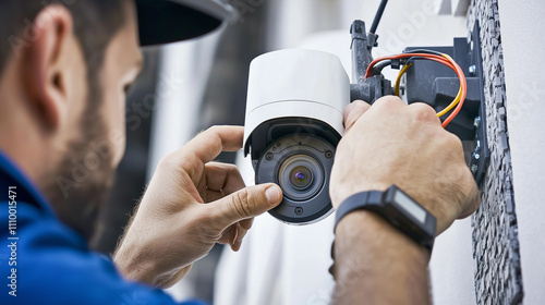 Technician Installing CCTV Surveillance System