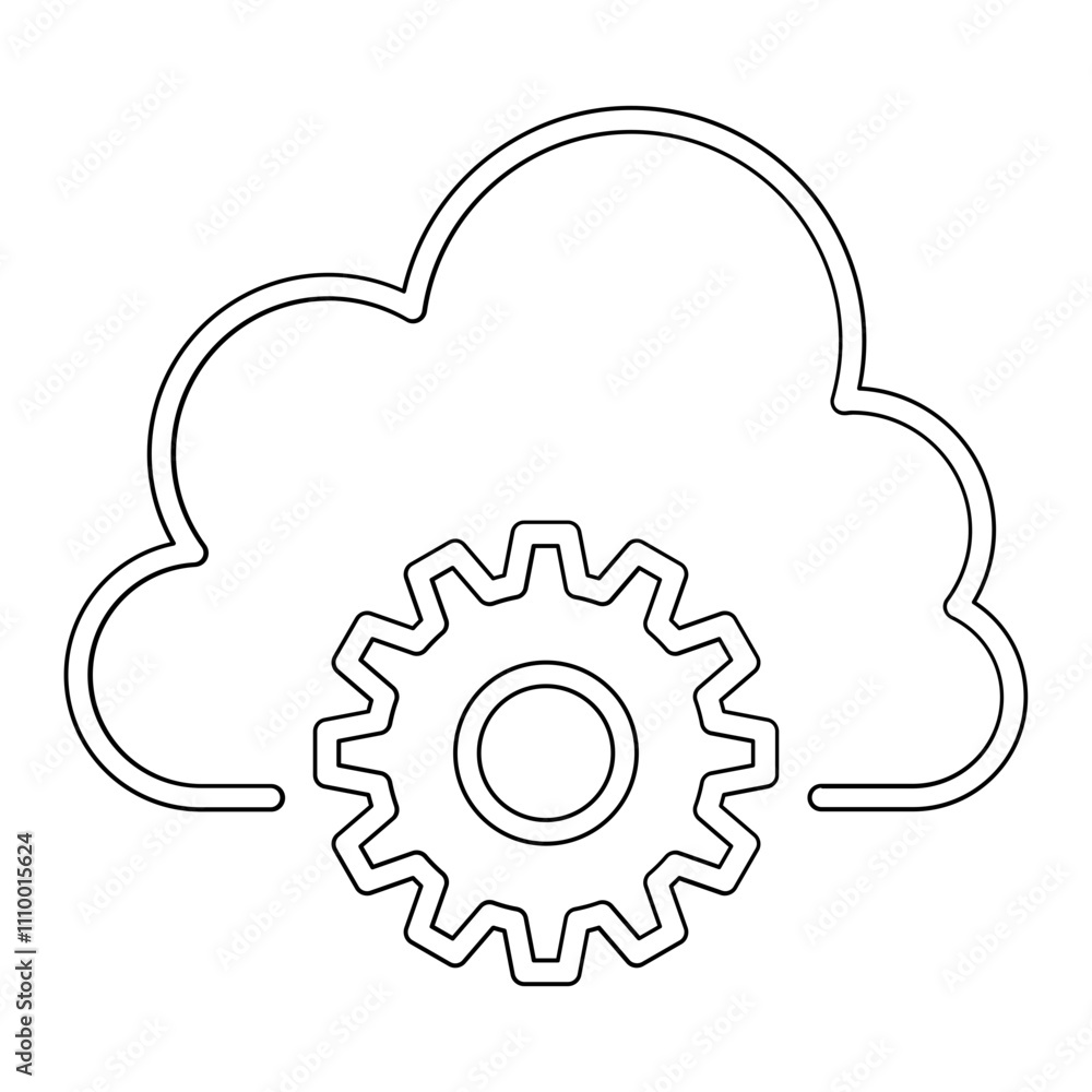 Cloud computing icon in line style Cloud computing icon in line style