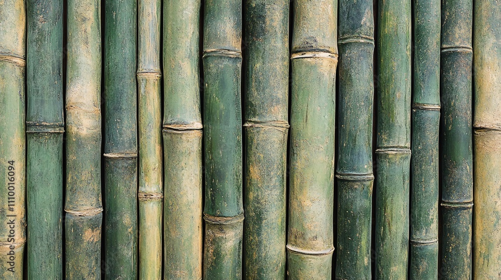 15.A processed collage of green bamboo stalks arranged tightly together, forming a smooth, natural fence texture. Each stalk has a unique surface pattern, with subtle ridges and color gradients that 15.A processed collage of green bamboo stalks arranged tightly together, forming a smooth, natural fence texture. Each stalk has a unique surface pattern, with subtle ridges and color gradients that