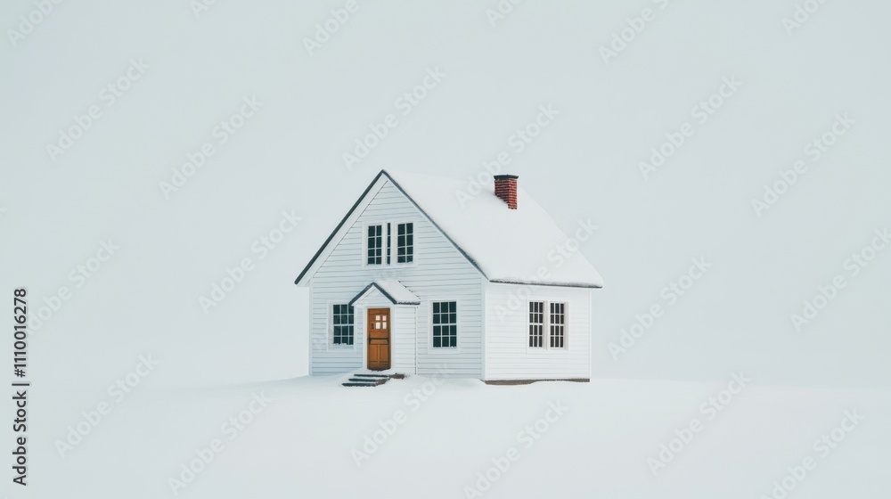 Minimalist White House in Serene Background Minimalist White House in Serene Background