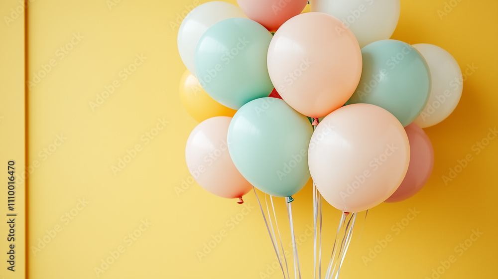 Festive Balloons on a Bold Yellow Background Festive Balloons on a Bold Yellow Background