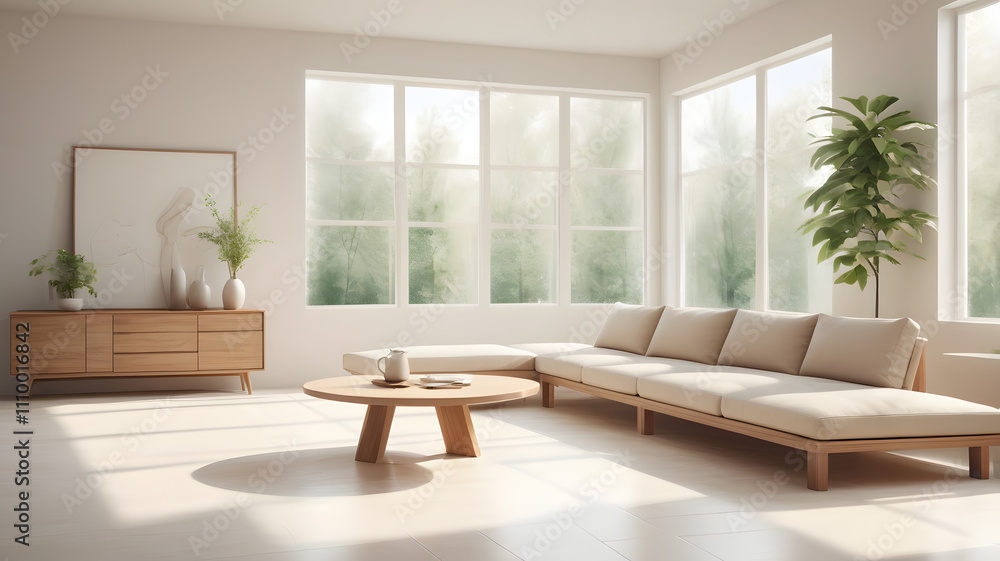 Fototapeta premium minimalist modern living room11