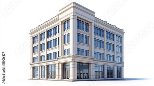 Modern Commercial Building Side View with Soft Shadows