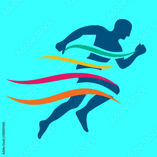 Athlete run logo design illustration
