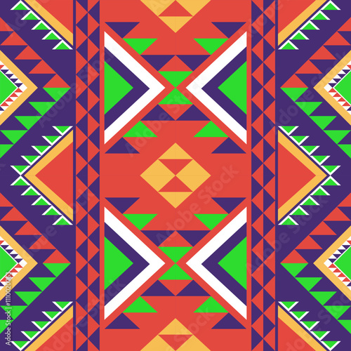 Purple orange and green flags Seamless native pattern Thailand
