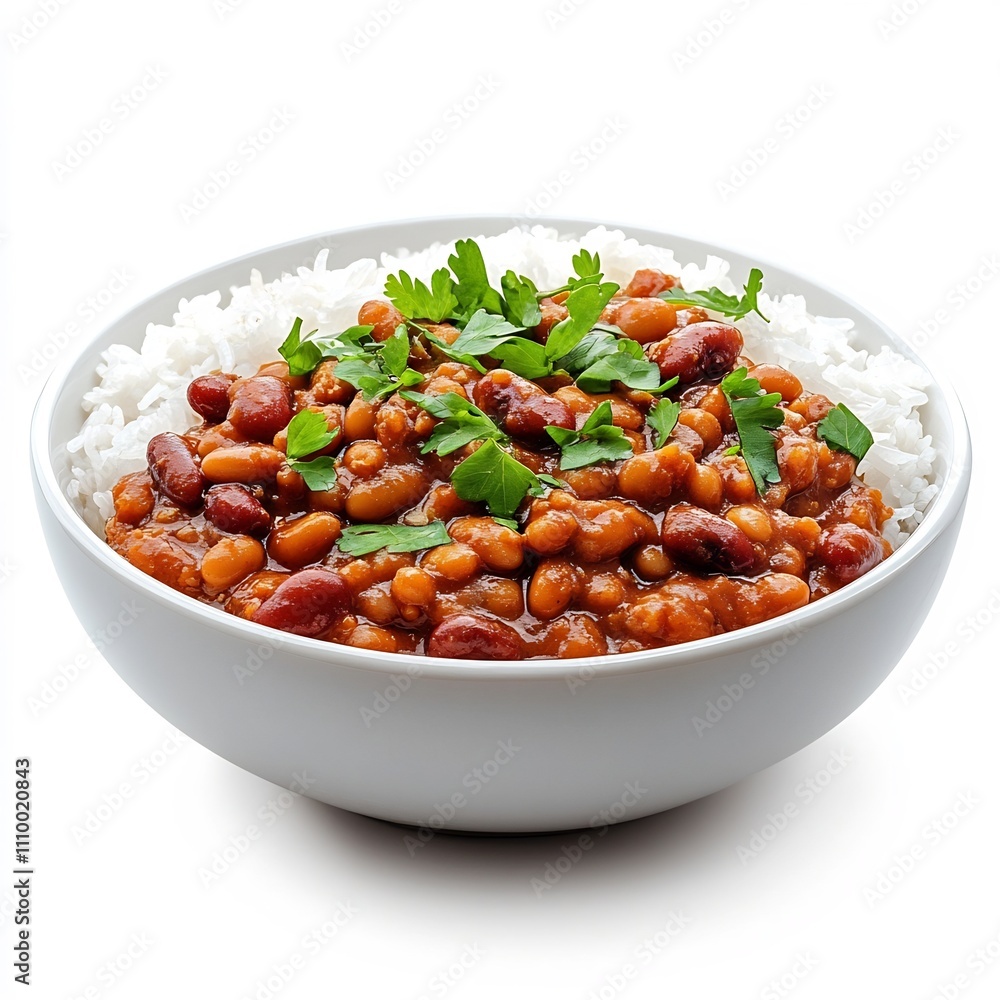 Mouth watering Macro Shot of Authentic Red Beans and Rice American Dish Mouth watering Macro Shot of Authentic Red Beans and Rice American Dish