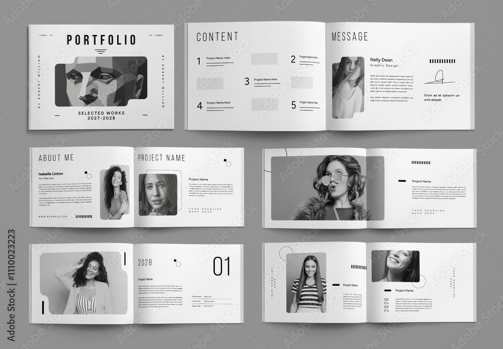 Black And White Portfolio Design Layout Stock Template | Adobe Stock