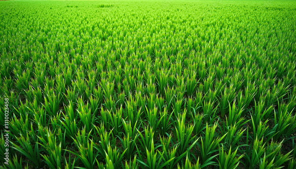 Green rice field texture with vivid detail and depth Green rice field texture with vivid detail and depth
