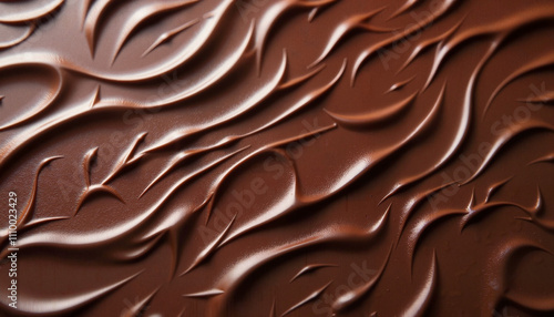 Chocolate textured background with flowing patterns, appetizing design, copy space