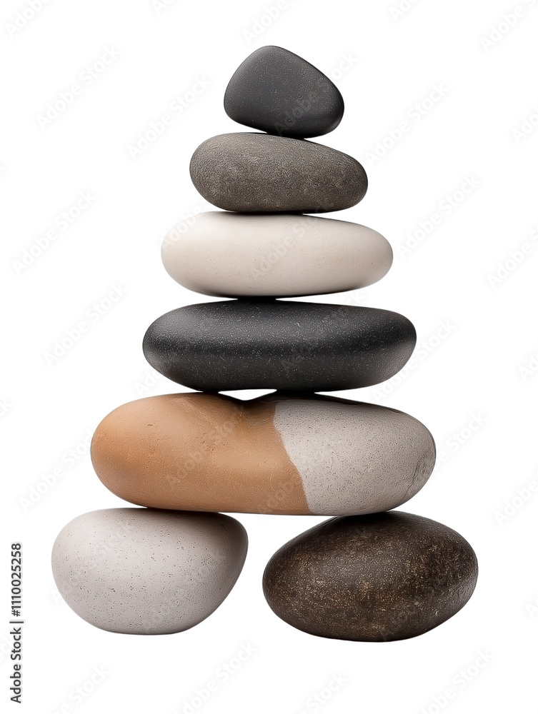 Christmas tree made from smooth, rounded stone pebbles stacked in a triangular formation. The pebbles vary in size and color, from light gray to charcoal Christmas tree made from smooth, rounded stone pebbles stacked in a triangular formation. The pebbles vary in size and color, from light gray to charcoal