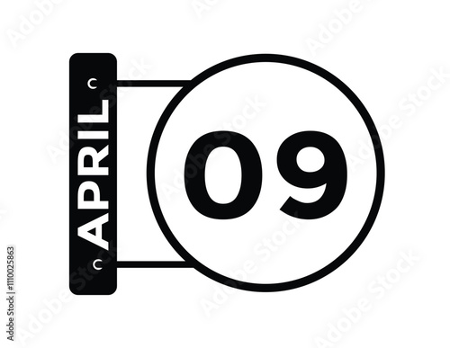 9 April calendar vector. Flat vector daily calendar icon. calendar icon vector.9 april Calendar Day or Calendar Date for Deadlines or Appointment 
