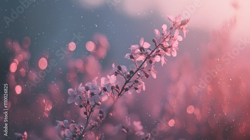 Soft pastel pink blossoms artistic garden photography in a gentle bokeh setting