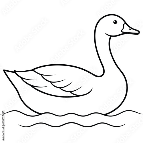 white duck line art vector illustration photo