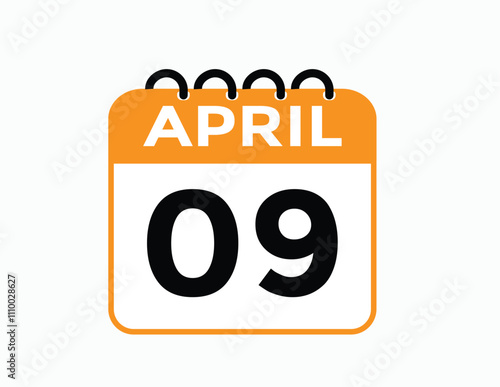 9 April calendar vector. Flat vector daily calendar icon. calendar icon vector.9 april Calendar Day or Calendar Date for Deadlines or Appointment 
