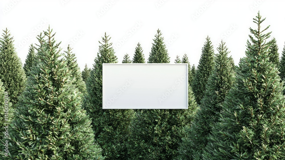 Festive Christmas Tree Lot with Blank Sign for Holiday Promotions - Ultra-Detailed Image Festive Christmas Tree Lot with Blank Sign for Holiday Promotions - Ultra-Detailed Image