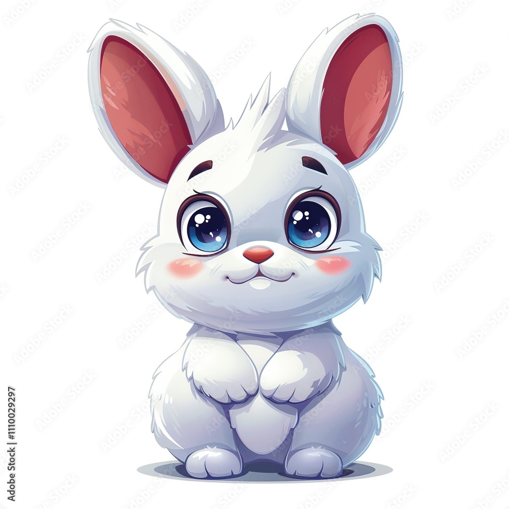 Obraz premium Cute Animal Mascot Rendered Over a White Background in Minimalist Style