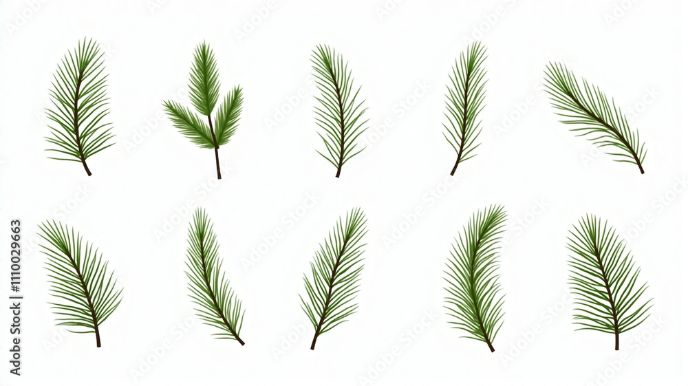 set of green leaves set of green leaves