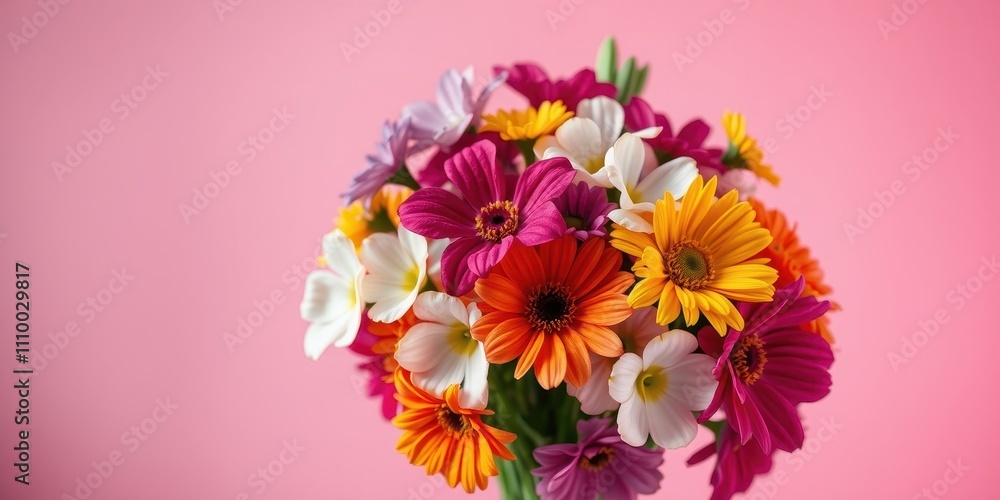 Fototapeta premium A vibrant bouquet of colorful flowers with delicate petals, capturing the essence of floral beauty and celebrating the diversity of nature's artistry.