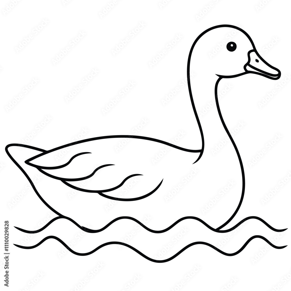 Vector Illustration of a Goose on the Water Logo Icon Vector Illustration of a Goose on the Water Logo Icon