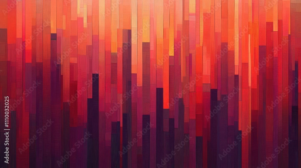 Abstract Vertical Geometric Sunset in Vibrant Red and Orange Hues Abstract Vertical Geometric Sunset in Vibrant Red and Orange Hues