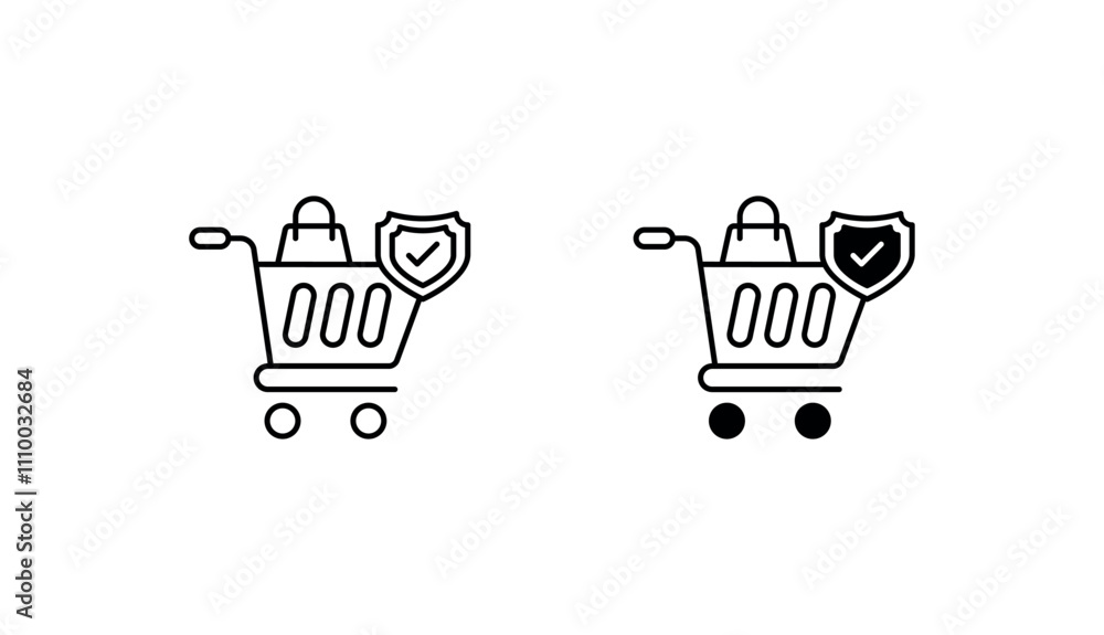 Shield Cart icon design with white background stock illustration Shield Cart icon design with white background stock illustration