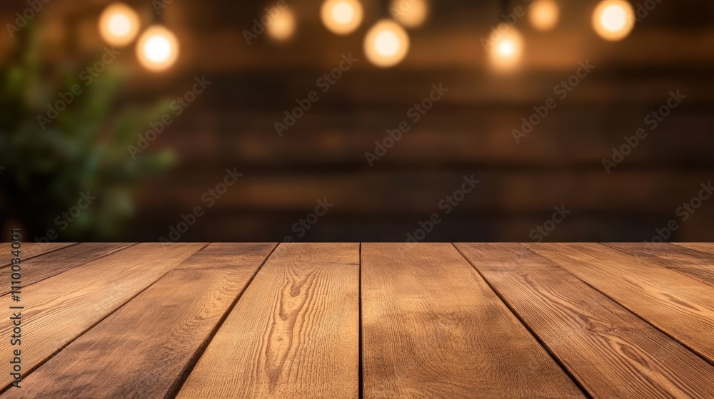 Rustic Wooden Table with Blurred Christmas Scene in the Background Rustic Wooden Table with Blurred Christmas Scene in the Background