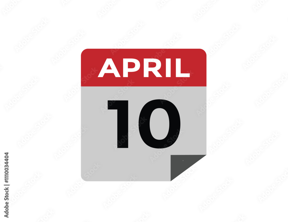 10 April calendar vector. Flat vector daily calendar icon. calendar icon vector.10 april Calendar Day or Calendar Date for Deadlines or Appointment
10 April calendar vector. Flat vector daily calendar icon. calendar icon vector.10 april Calendar Day or Calendar Date for Deadlines or Appointment
