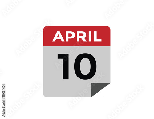 10 April calendar vector. Flat vector daily calendar icon. calendar icon vector.10 april Calendar Day or Calendar Date for Deadlines or Appointment 
