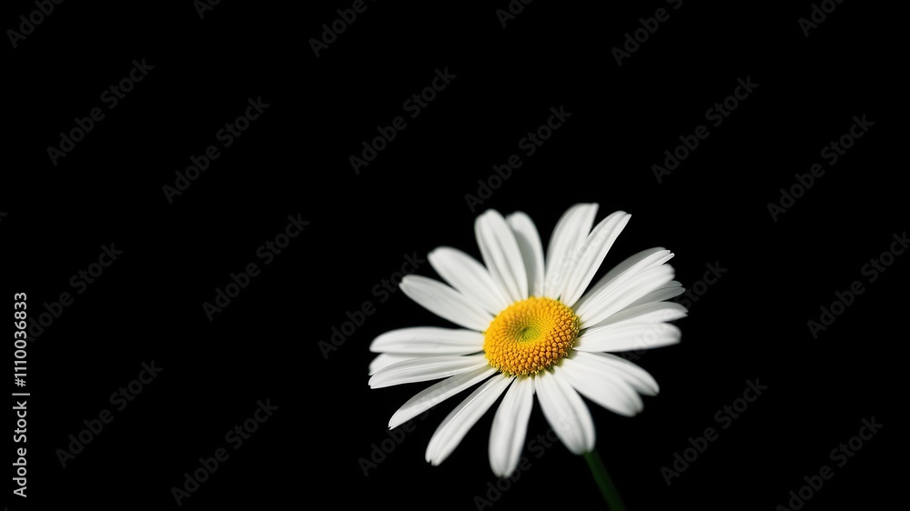 Obraz premium A Single White Daisy in a Dark Setting with a Yellow Center and Delicate Petals