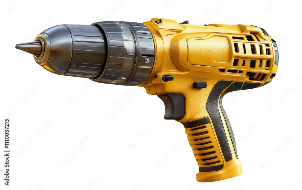 Yellow Power Drill Isolated on Transparent Background Yellow Power Drill Isolated on Transparent Background