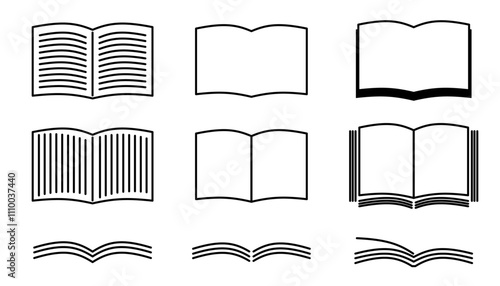 シンプルな本のイラストセット　書籍　書店　アイコン　挿絵