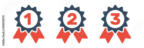 1st 2nd 3rd place awards, flat solid vector set